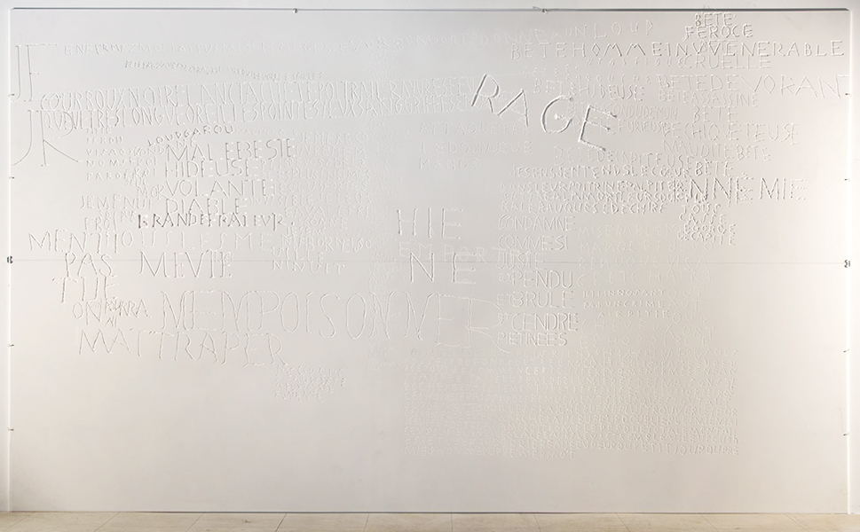 Emmanuel Aragon, Ai-je eu peur, gravure sur corian, 2017