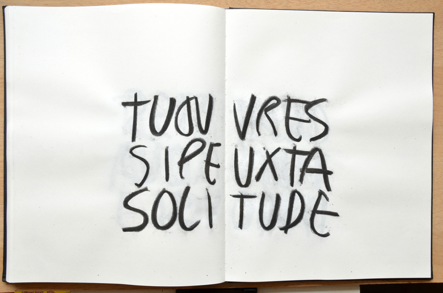 Tu es comme moi tu t'enfuis, charbon sur carnets, étude pour livre d'artiste, inédit, 2011, Emmanuel ARAGON